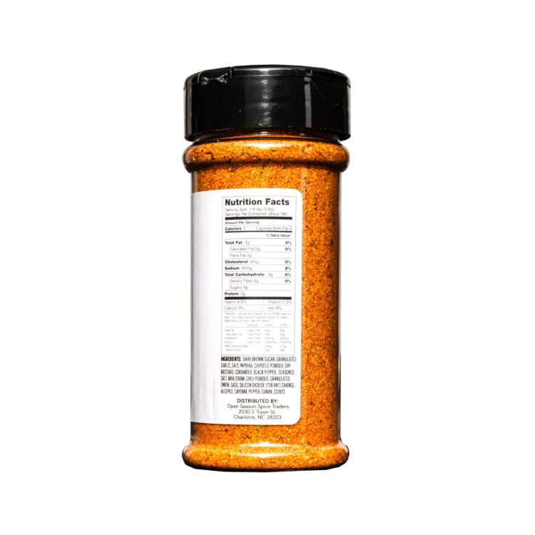 Open Season Spice Traders - Low and Slow Butt Rub nutrition label