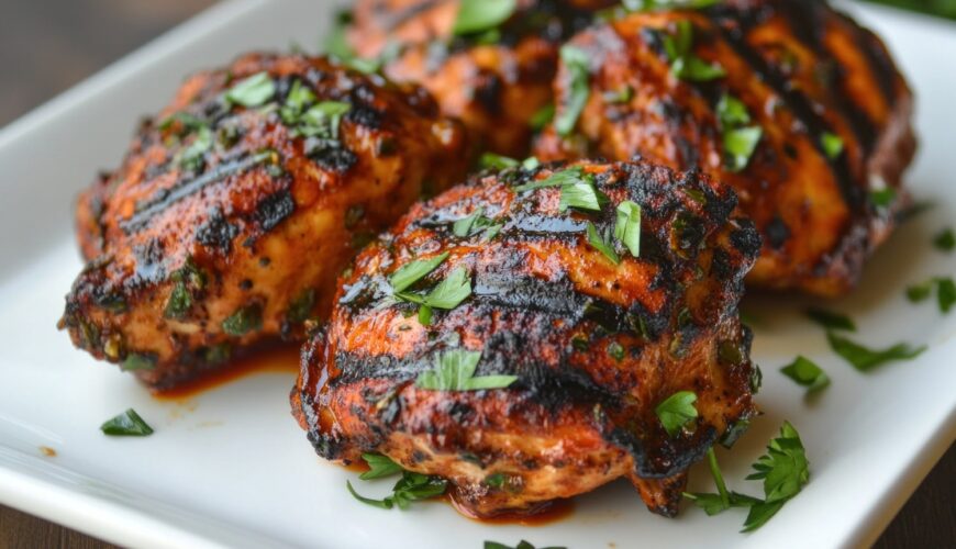 grilled chicken thighs with Hen Party Chicken Rub