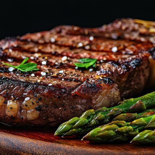 bone-in ribeye steak seasoned with Big Buzz Coffee Rub