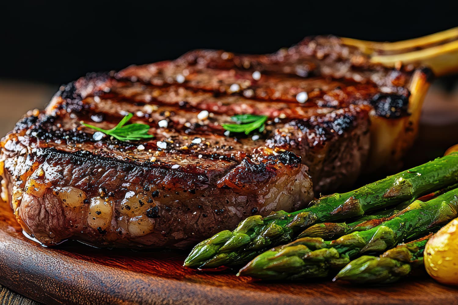 bone-in ribeye steak seasoned with Big Buzz Coffee Rub