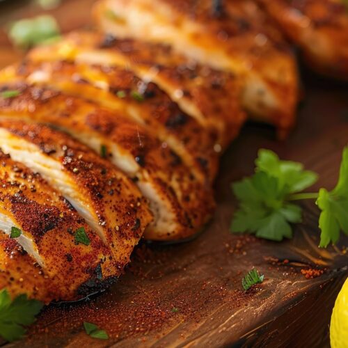 grilled boneless, skinless chicken breast with Barnburner Spicy Rub