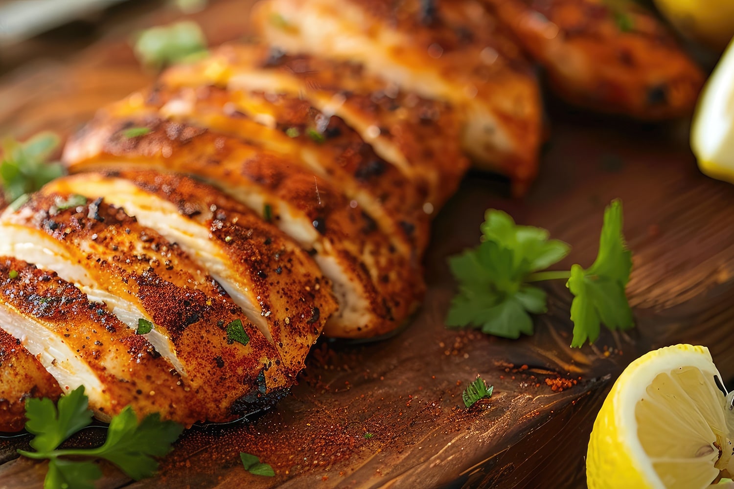 grilled boneless, skinless chicken breast with Barnburner Spicy Rub